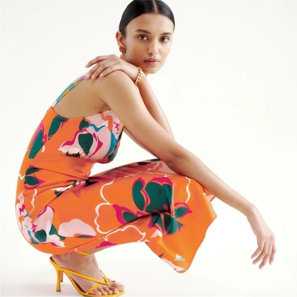Reformation Daytona silk dress in “Electra” orange floral - Picture 5 of 11